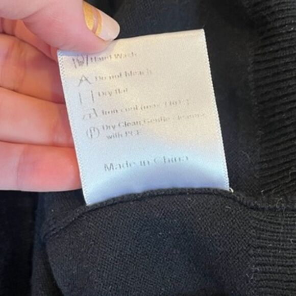 J.ING Black Cream Sweater Neck Tie Bow Wool Blend Small - Picture 9 of 9